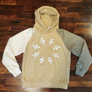 Adidas Comfy Casual Neutral Beige and Gray Hoodie with Logo Print